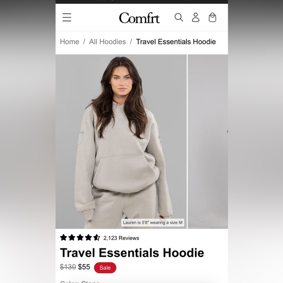 COMFRT Travel Essentials Hoodie and Sweatpants Set - medium, color = Stone - Picture 2 of 12